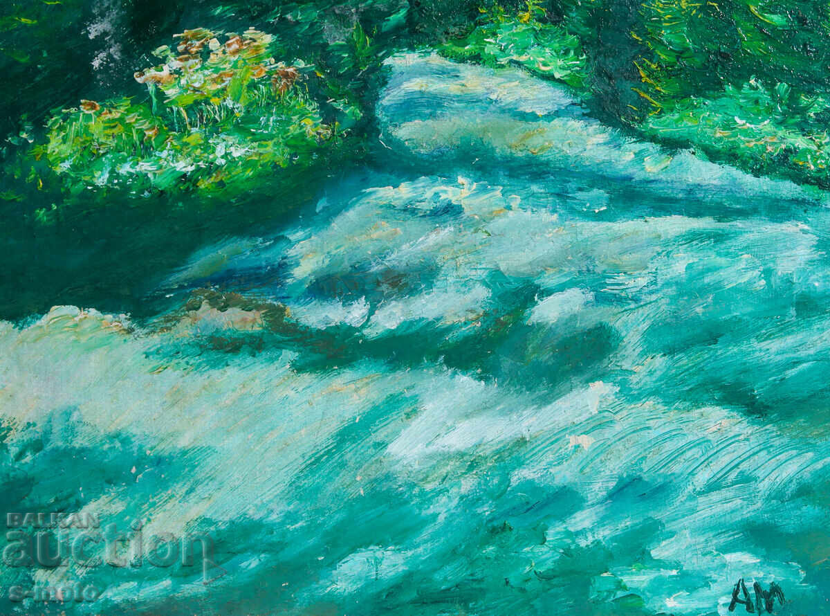 Έργο ζωγραφικής με λάδι, δασικό τοπίο - 6