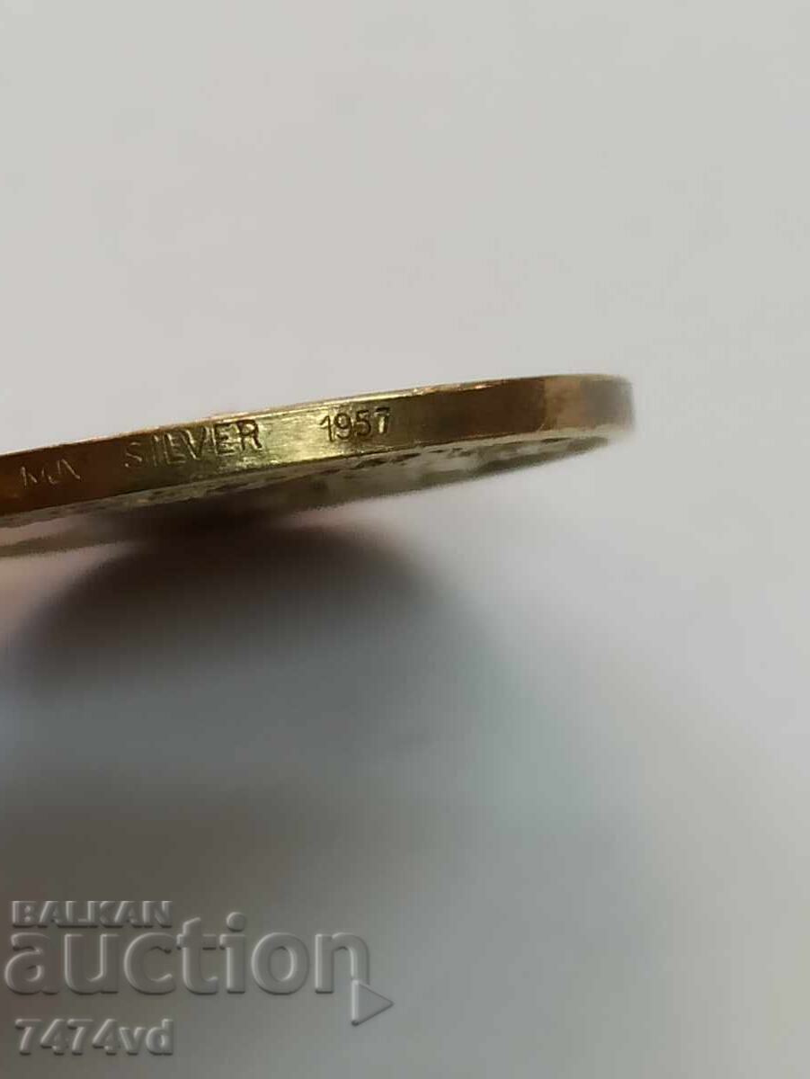 Rare Swedish Royal Medal - Silver with Gilding, MJV 1957 - 5