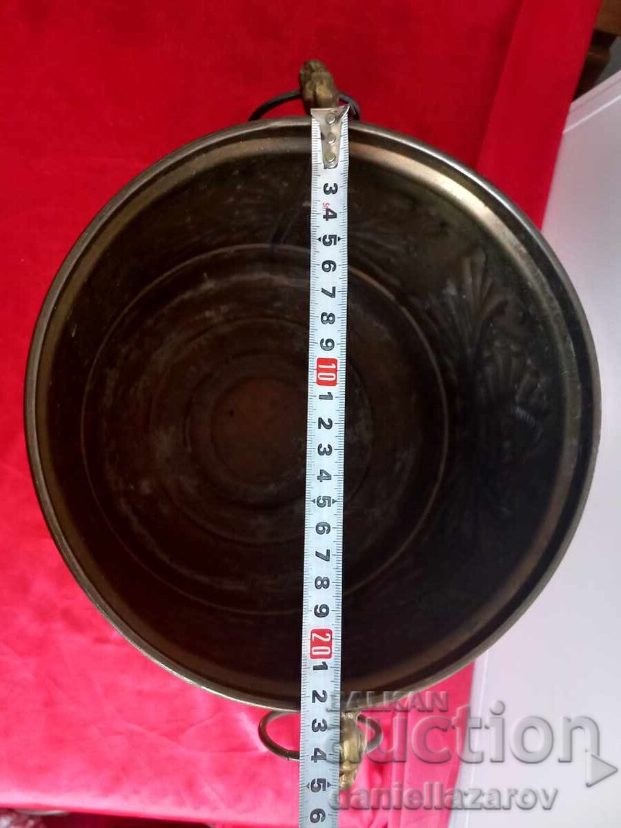 Dragon Heads, Large Brass Vessel with Gilding - 5