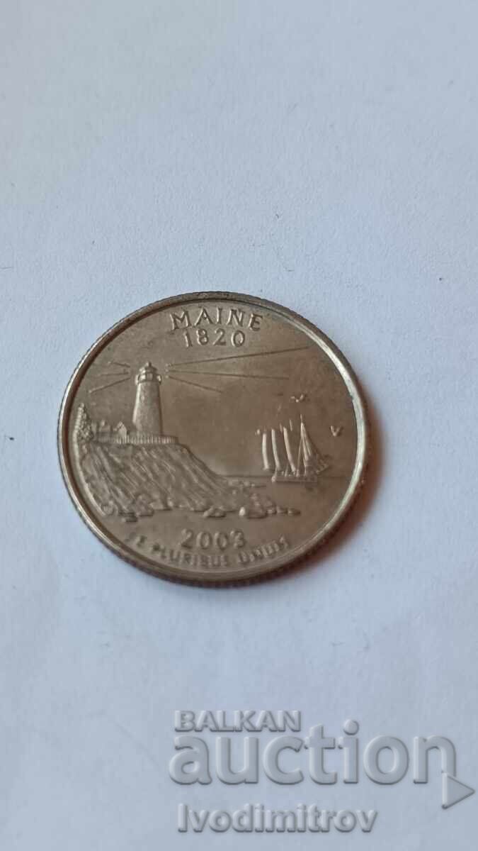 25 de cenți SUA 2003 P Maine