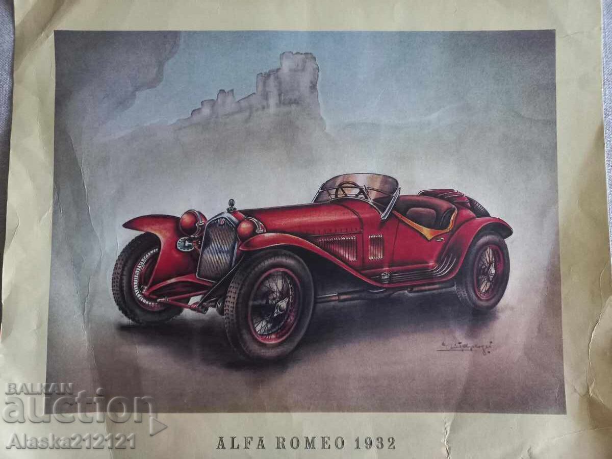 Afiș, litografie, fotografie - Mașini vechi - Alfa Romeo Afiș, litografie, fotografie - Mașini vechi - Alfa Romeo