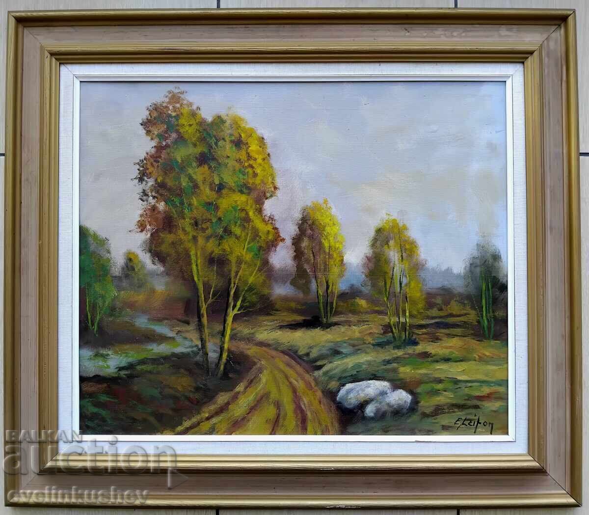 Παλιός ελαιογραφικός πίνακας ζωγραφισμένος με ελαιοχρώματα σε καμβά με τιμή € 140.00 | 273.82 BGN