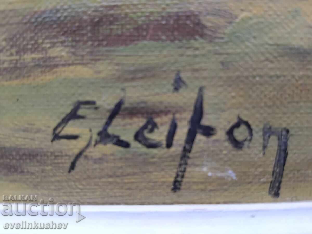 Παλιός ελαιογραφικός πίνακας ζωγραφισμένος με ελαιοχρώματα σε καμβά - 5