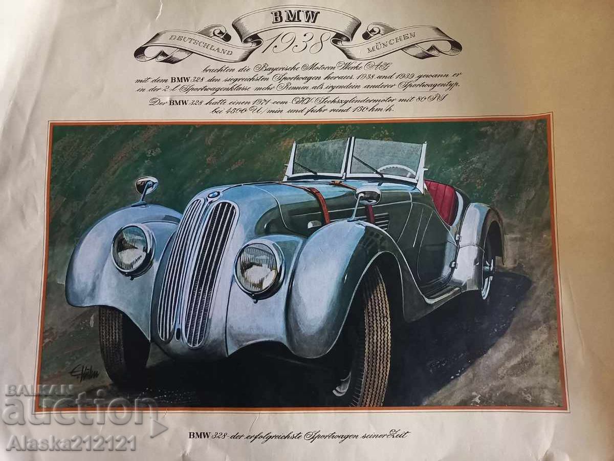 Αφίσα, λιθογραφία, φωτογραφία - Παλιά αυτοκίνητα - BMW