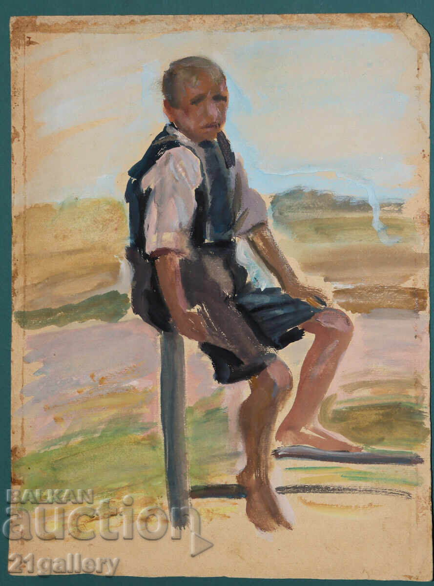 Old painting, tempera, portrait of a boy with price € 127.82 | 249.99 BGN
