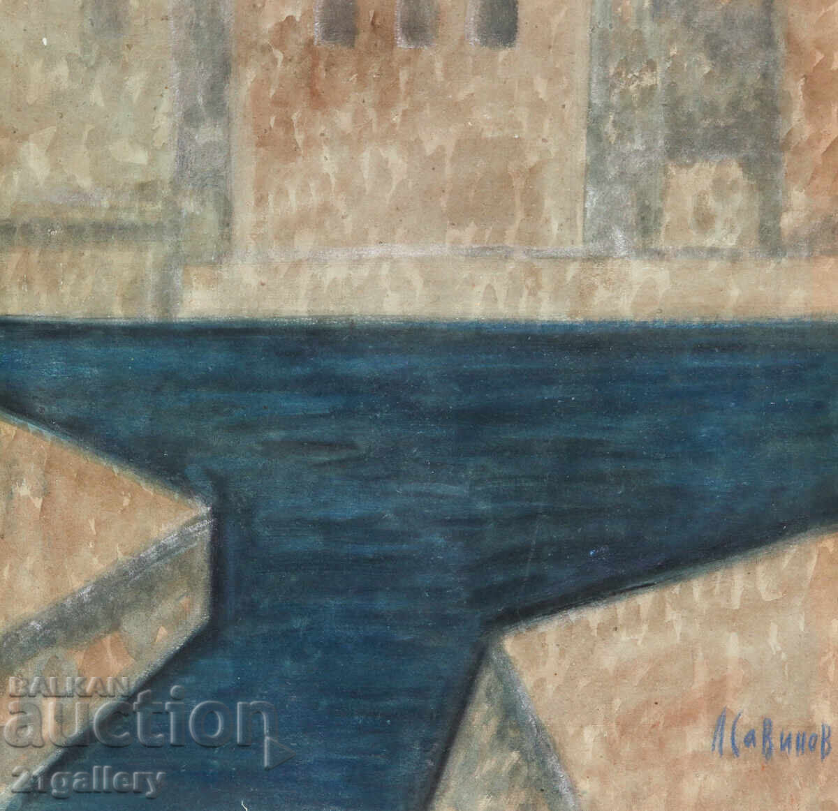 Lubomir Savinov (1941-) Peisaj urban - acuarelă