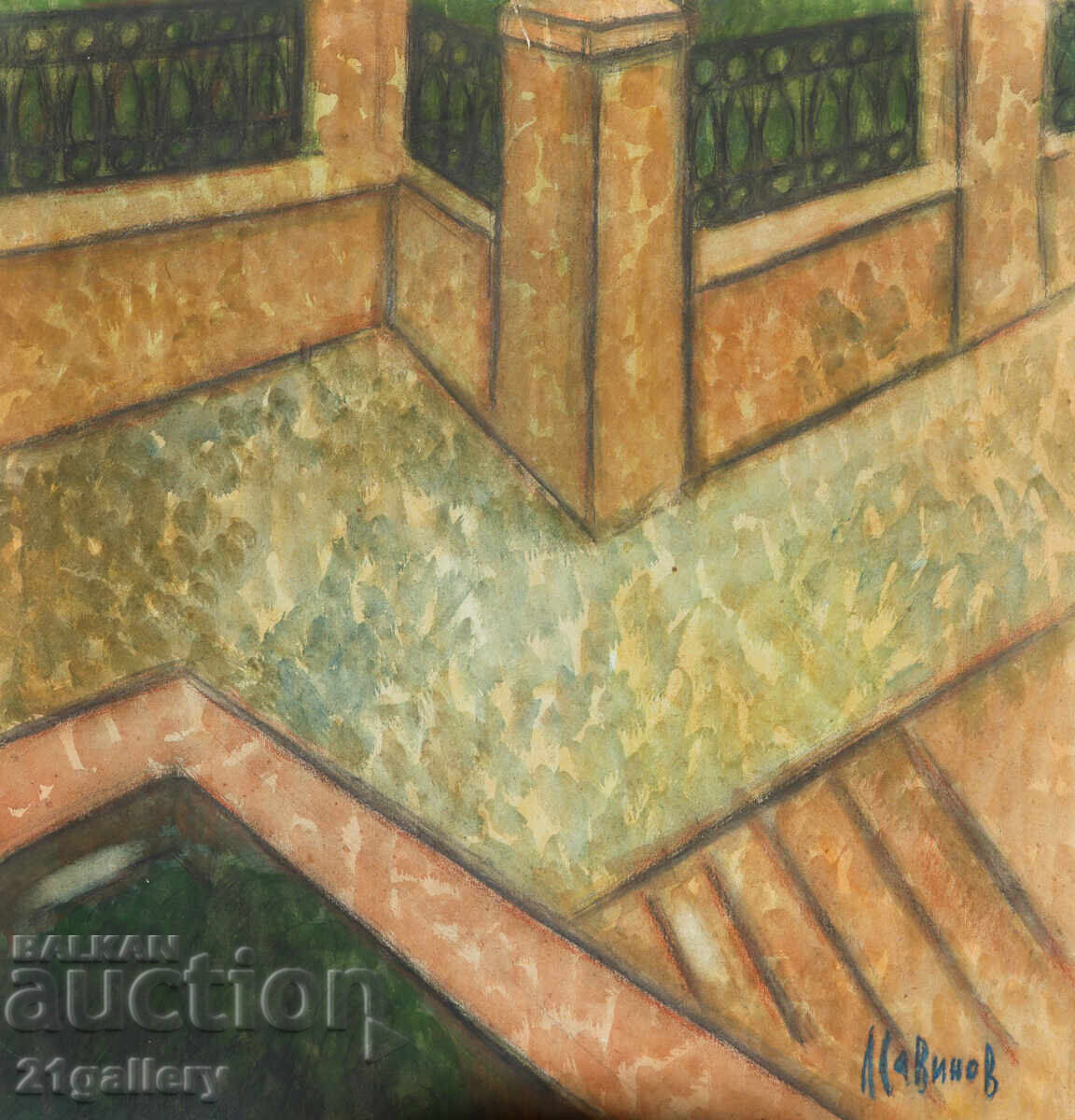 Licitație Lubomir Savinov (1941-) Peisaj urban - acuarelă Licitație Lubomir Savinov (1941-) Peisaj urban - acuarelă