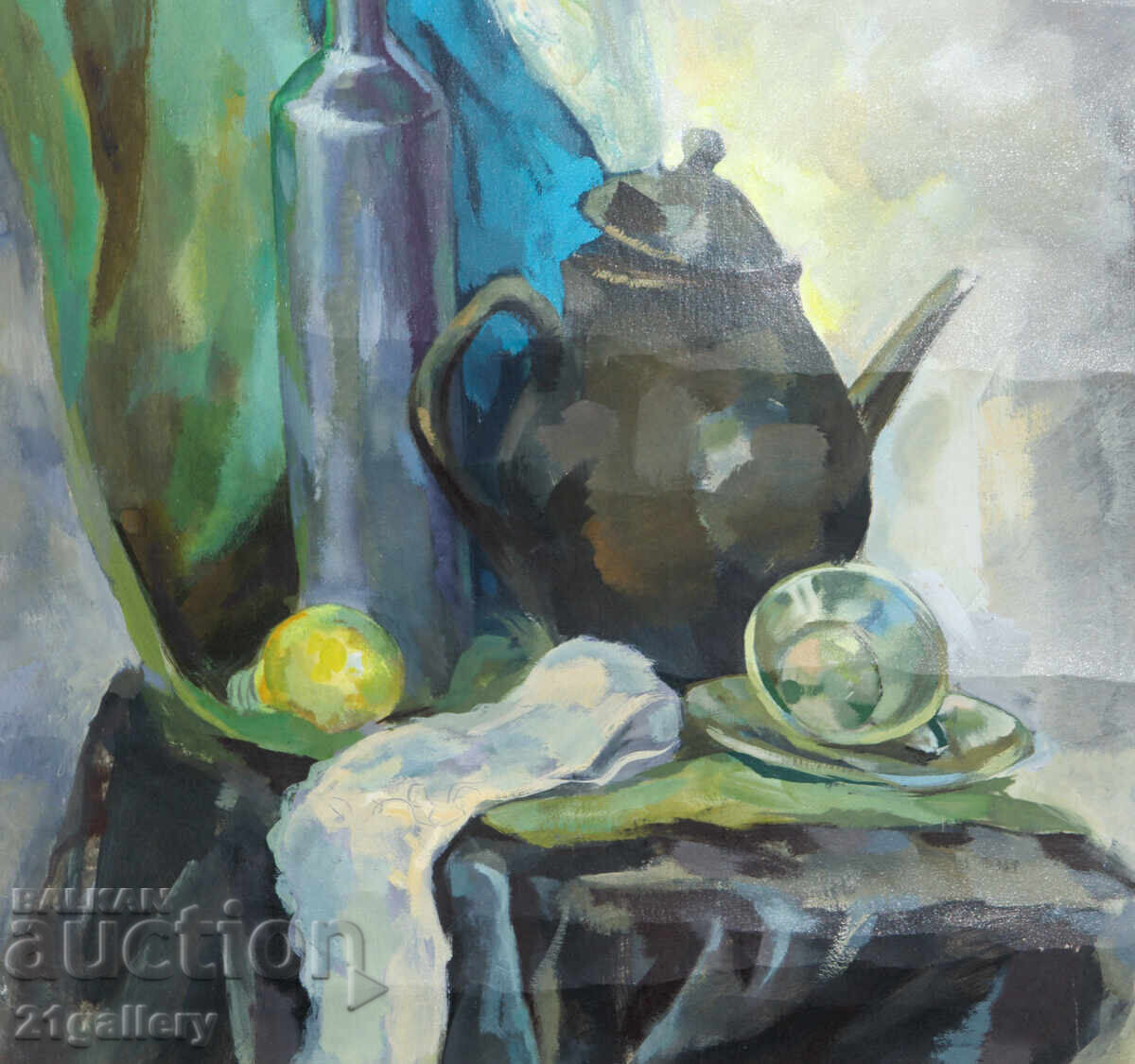 Tablou în ulei natură statică cu ceainic - 5 Tablou în ulei natură statică cu ceainic - 5