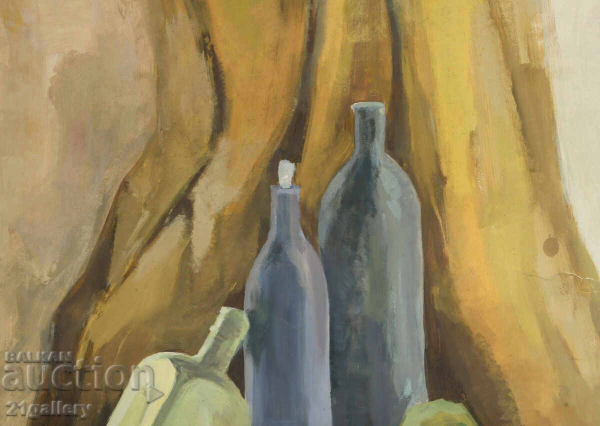 Delivery of Painting tempera paint still life with bottles