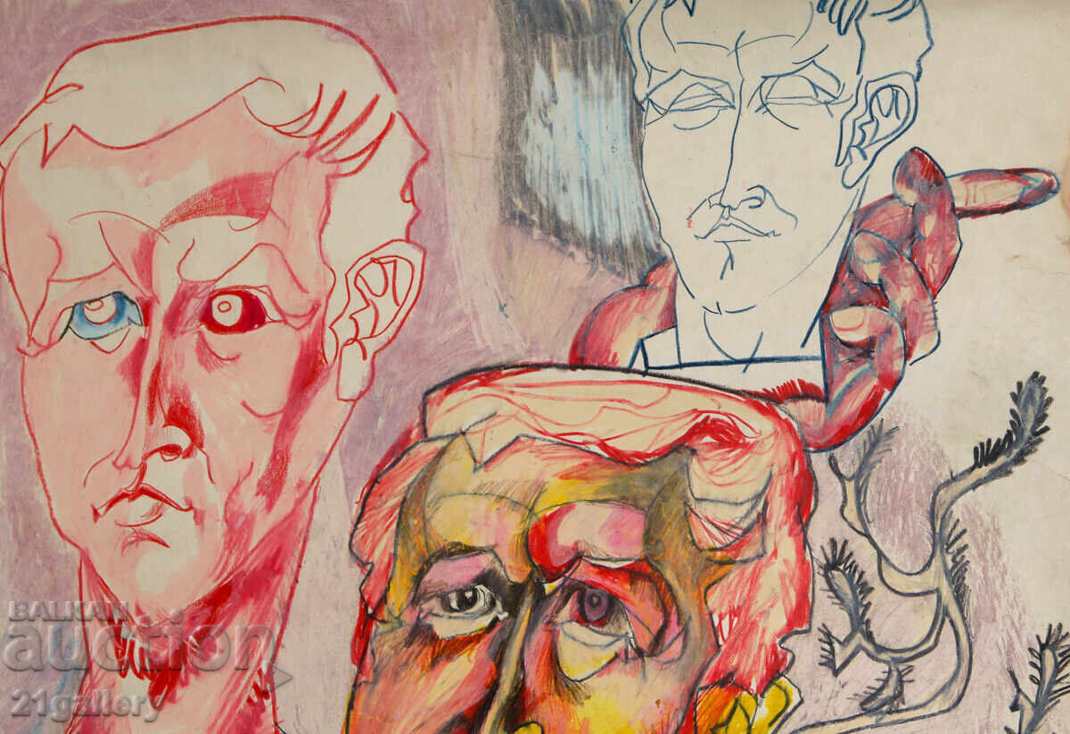 Παράδοση Πίνακας παστέλ αφηρημένη σύνθεση πορτρέτο