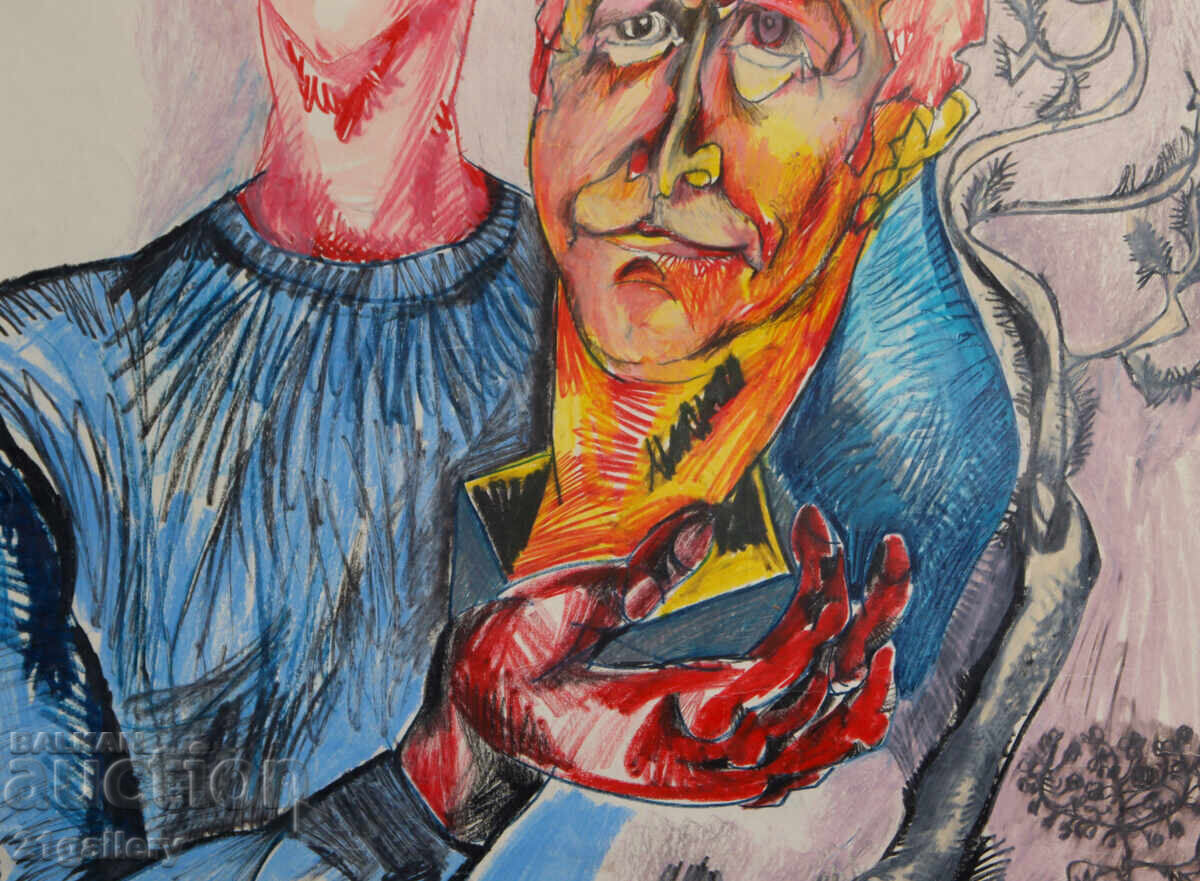 Πίνακας παστέλ αφηρημένη σύνθεση πορτρέτο - 5