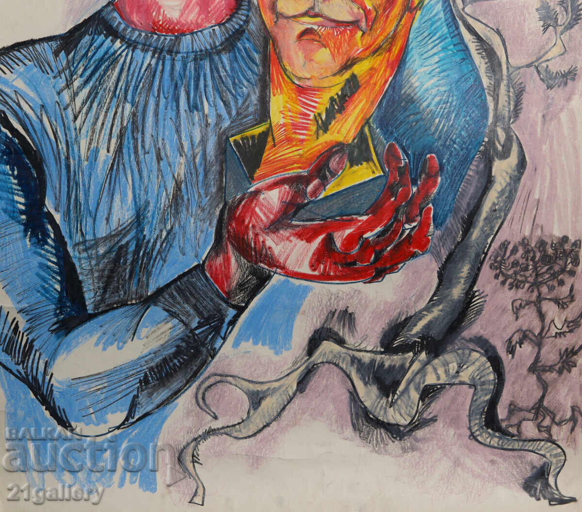 Πίνακας παστέλ αφηρημένη σύνθεση πορτρέτο - 6