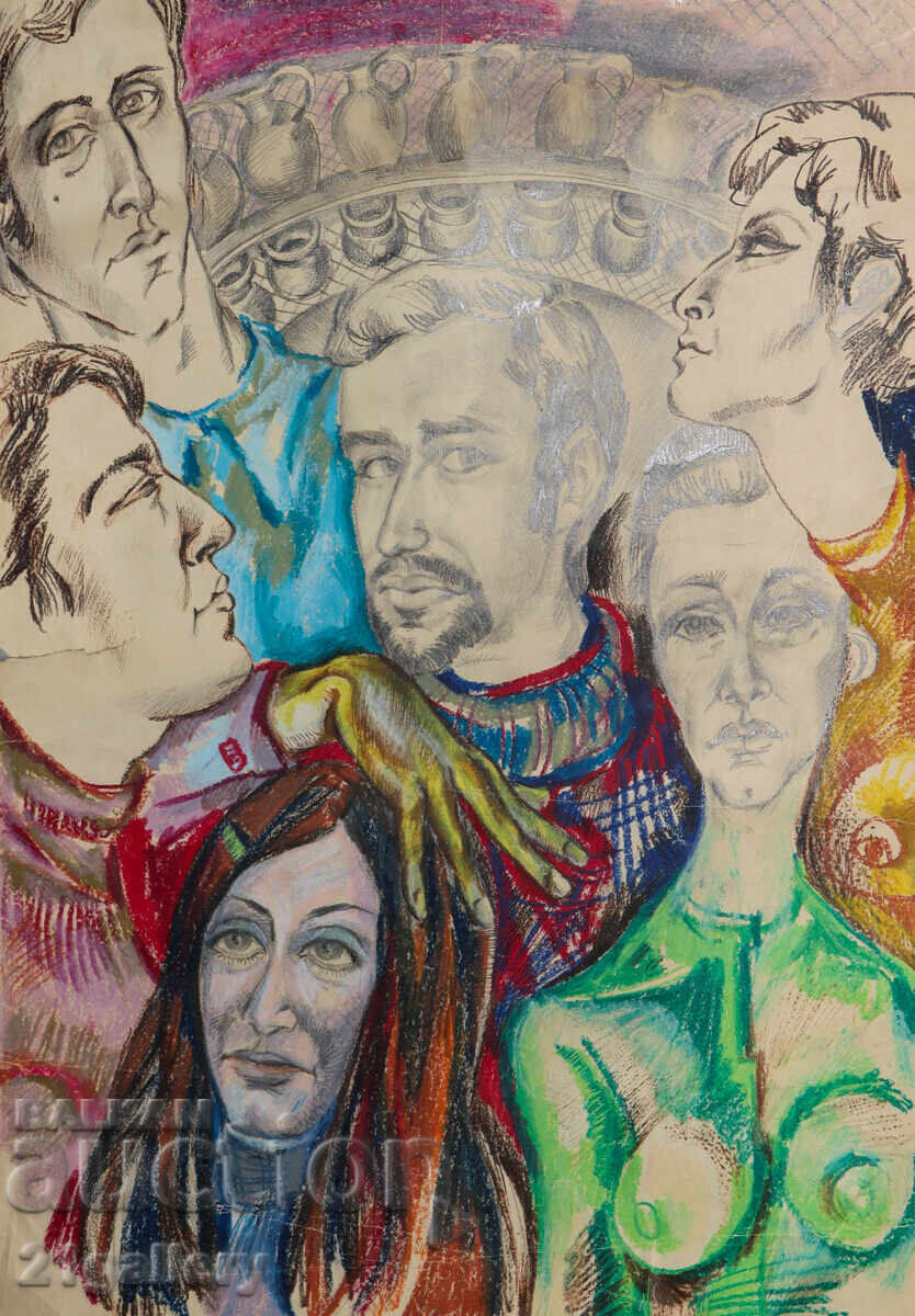 Картина пастел абстрактна композиция портрет с цена € 204.52 | 400.01 лв. Картина пастел абстрактна композиция портрет с цена € 204.52 | 400.01 лв.