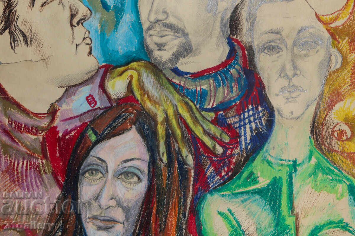 Картина пастел абстрактна композиция портрет - 6 Картина пастел абстрактна композиция портрет - 6