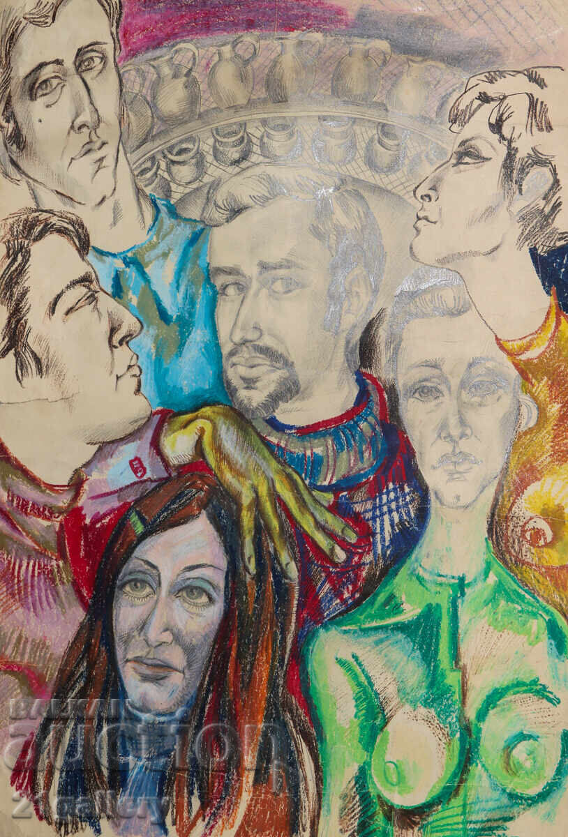 Картина пастел абстрактна композиция портрет Картина пастел абстрактна композиция портрет