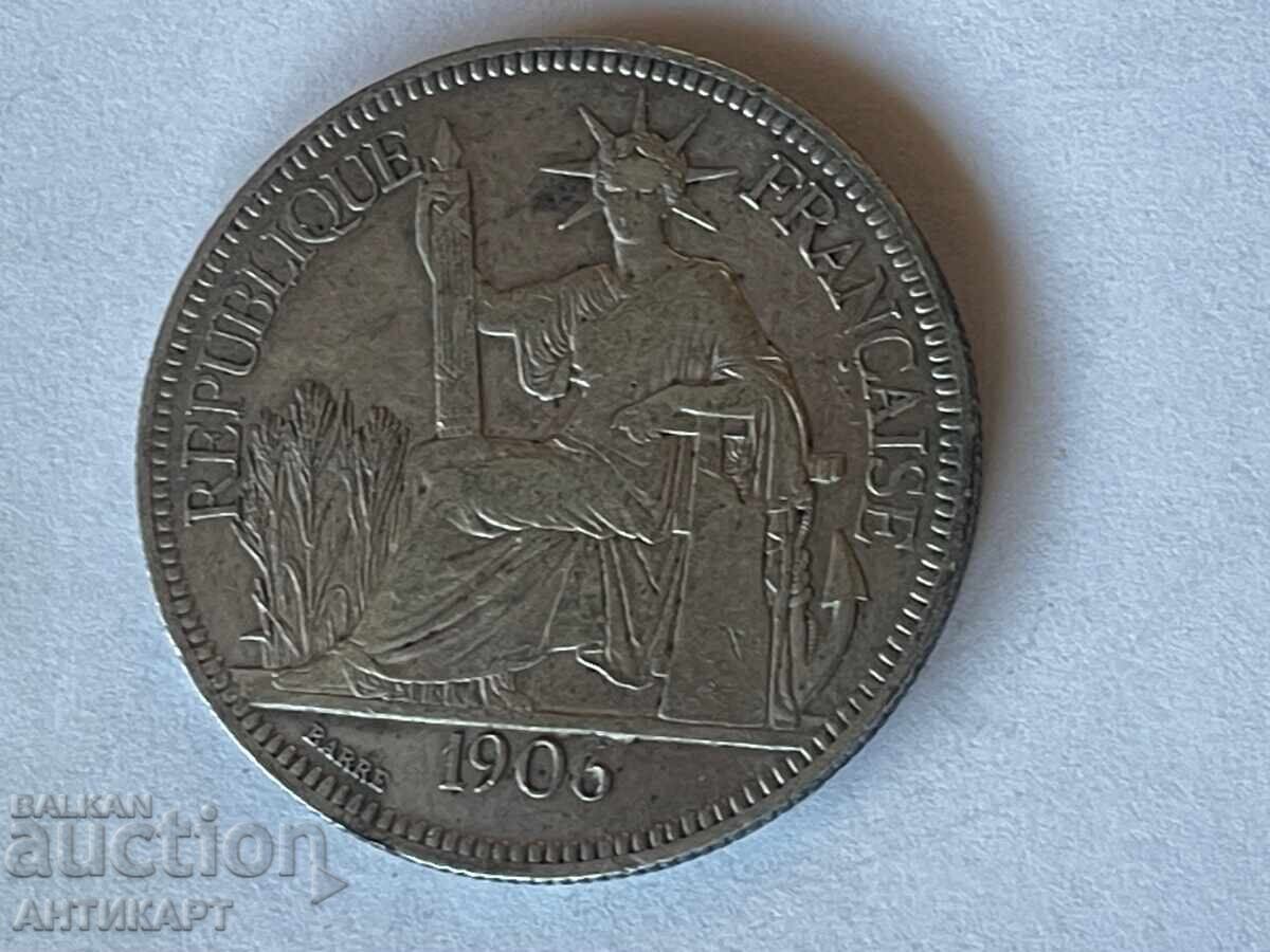 Франция Индокитай рядка сребърна монета 1 piastre 1906 с цена € 71.07 | 139.00 лв.