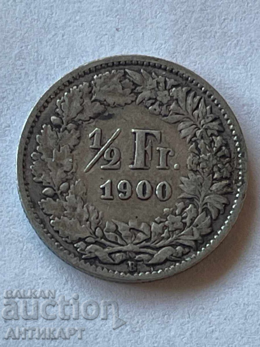 #1 Ελβετία σπάνιο ασημένιο νόμισμα 1/2 φράγκο 1900