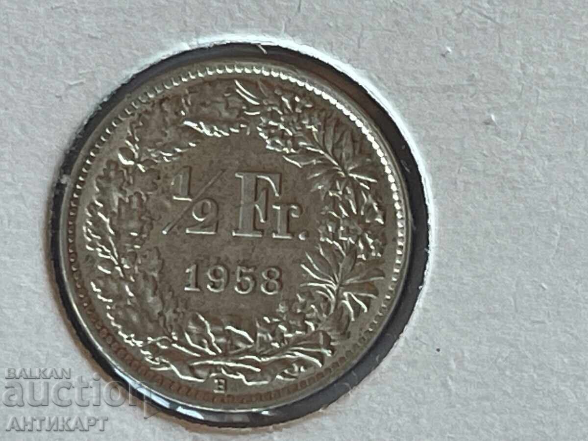 Switzerland Silver Coin 1/2 Franc 1958