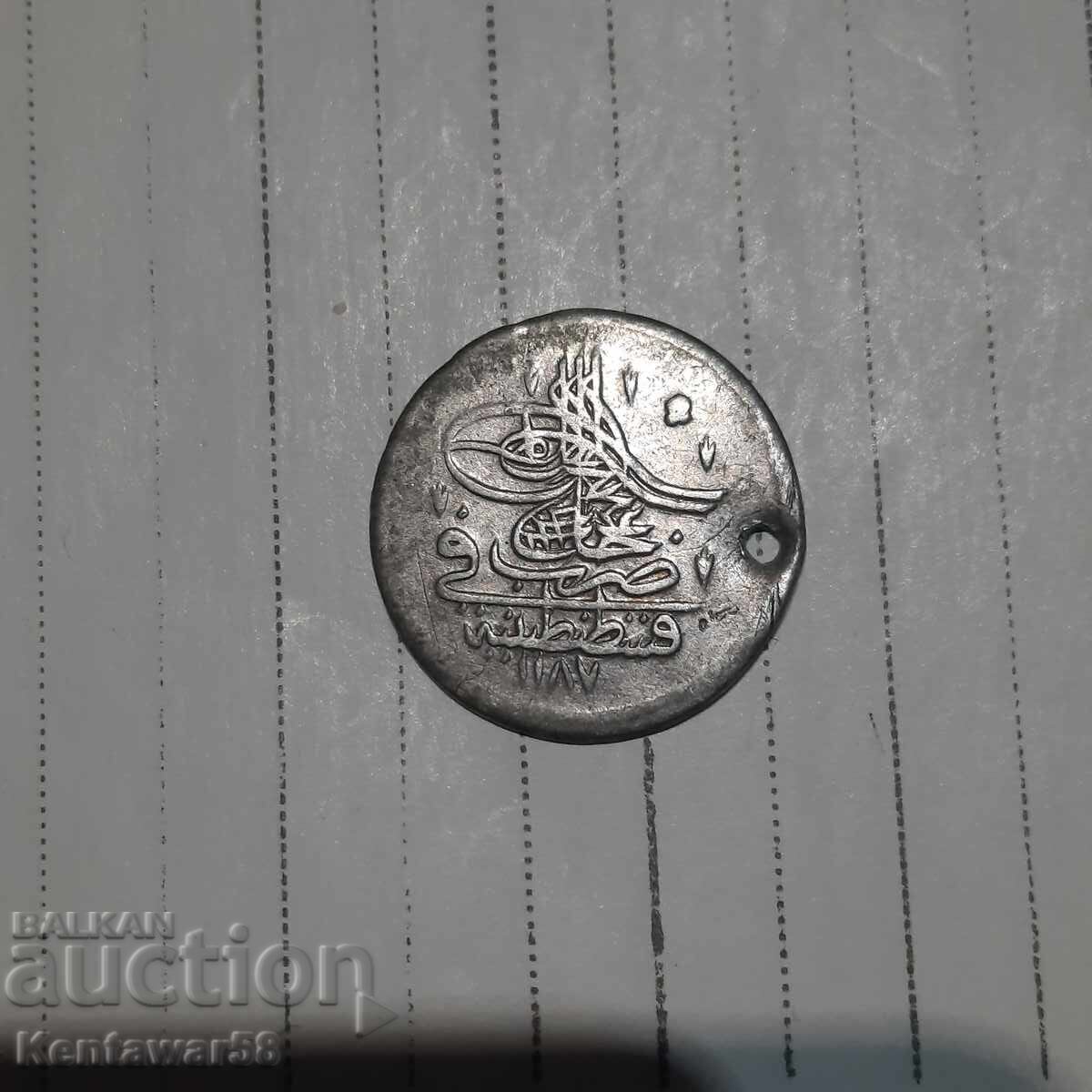 Османска монета Абдул Хамид1-ви 10 пари 1187 г.