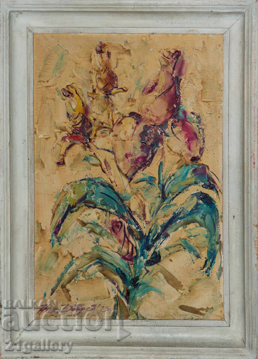 Николай Добрев картина цветя маслени бои Николай Добрев картина цветя маслени бои