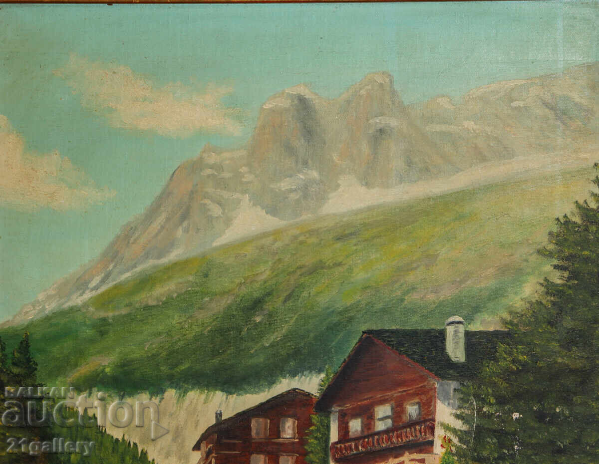 Παράδοση Παλιός ελαιογραφία ορεινού τοπίου Παράδοση Παλιός ελαιογραφία ορεινού τοπίου