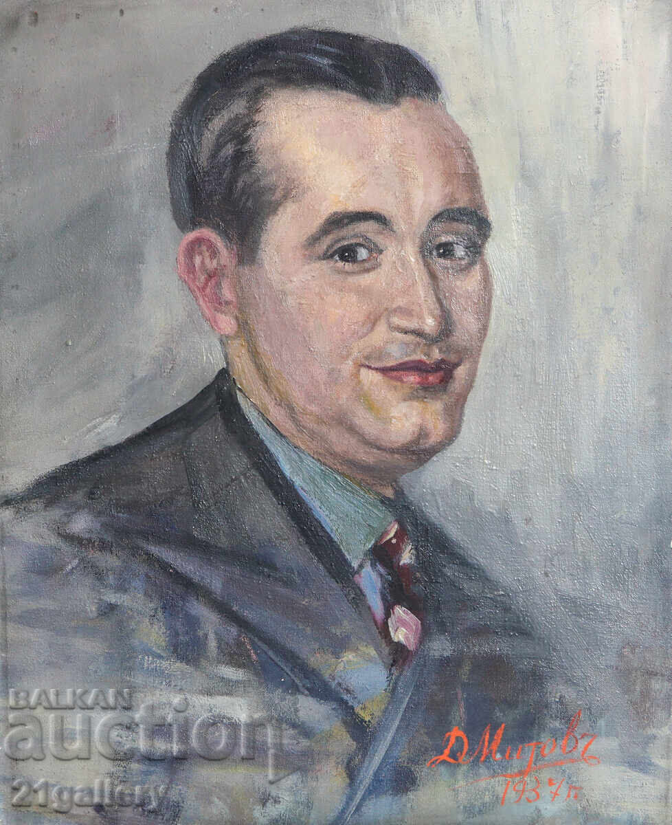 Auction D. Mitov oil painting portrait 1937 Auction D. Mitov oil painting portrait 1937