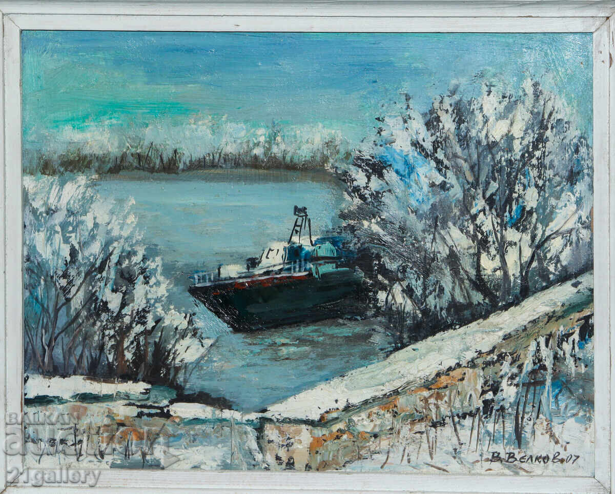 Auction Vasil Velkov (1965 - ) oil paints Danube landscape Auction Vasil Velkov (1965 - ) oil paints Danube landscape