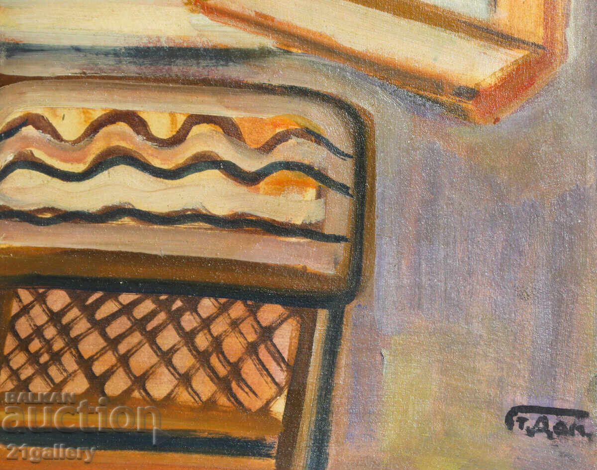 Проф. Стоян Домусчиев (1935-2021) интериор / маслени бои - 7