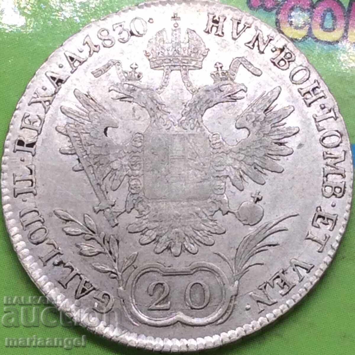 20 кройцера 1830 Австрия В - Кремниц сребро - рядка с цена € 23.01 | 45.00 лв. 20 кройцера 1830 Австрия В - Кремниц сребро - рядка с цена € 23.01 | 45.00 лв.