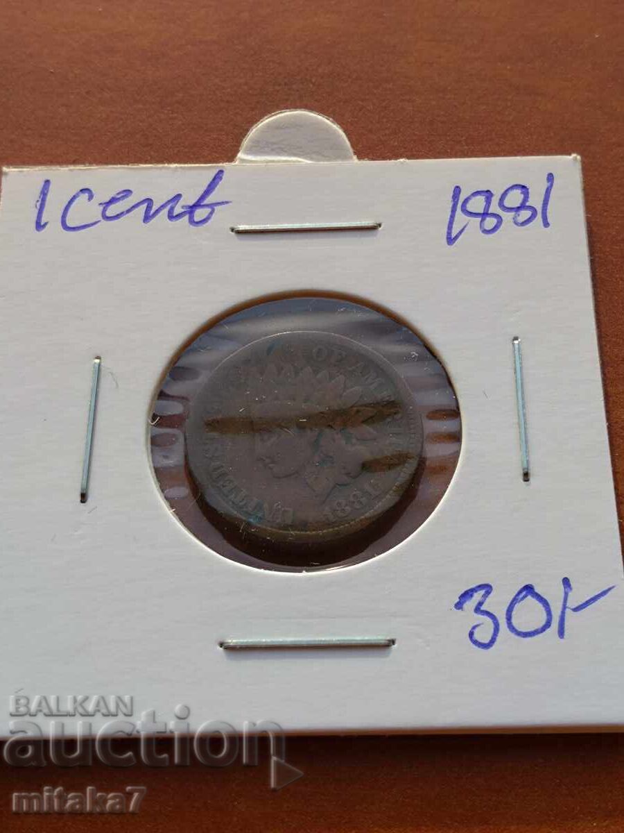 1 cent 1881, USA 1 cent 1881, USA