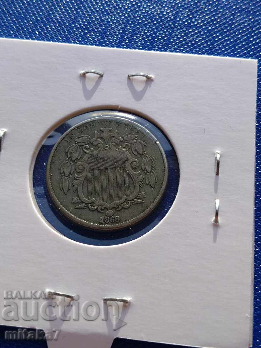 5 цента 1868 година, САЩ с цена € 27.00 | 52.81 лв. 5 цента 1868 година, САЩ с цена € 27.00 | 52.81 лв.