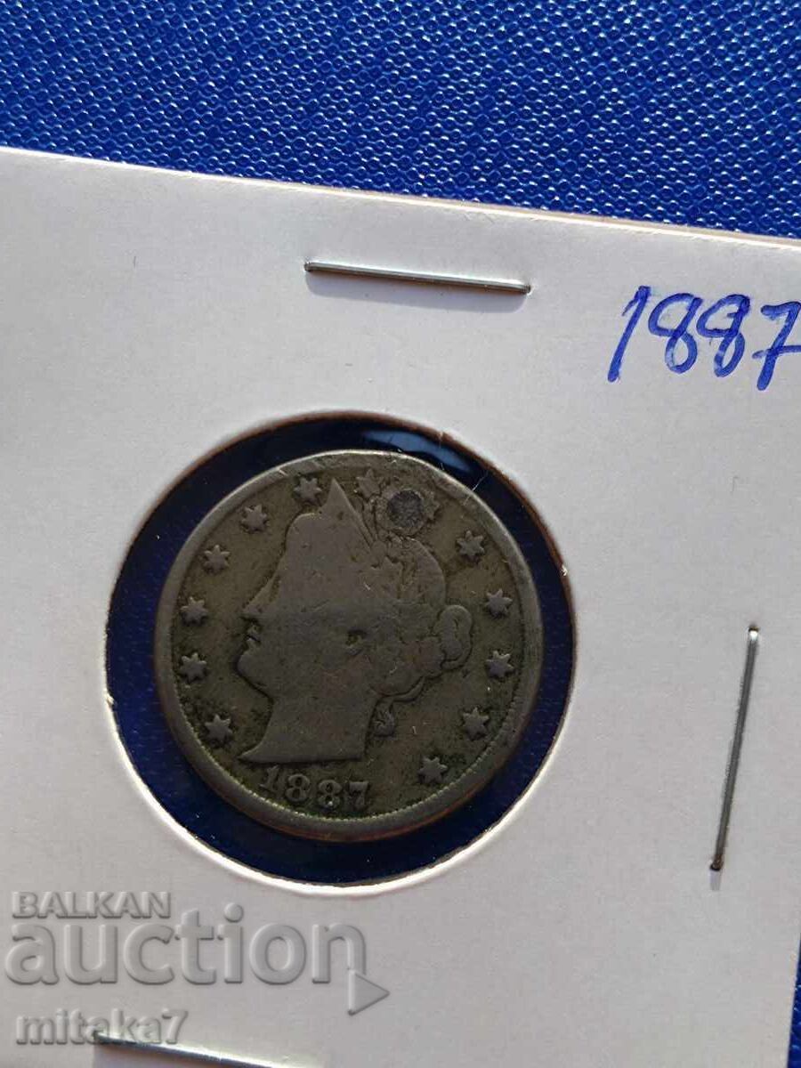 5 cenți 1887, SUA cu preț € 7.00 | 13.69 BGN 5 cenți 1887, SUA cu preț € 7.00 | 13.69 BGN