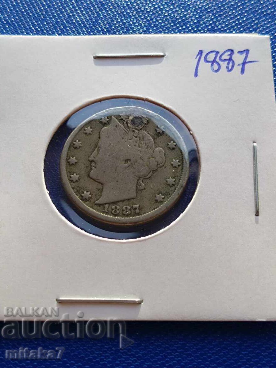 5 cenți 1887, SUA 5 cenți 1887, SUA