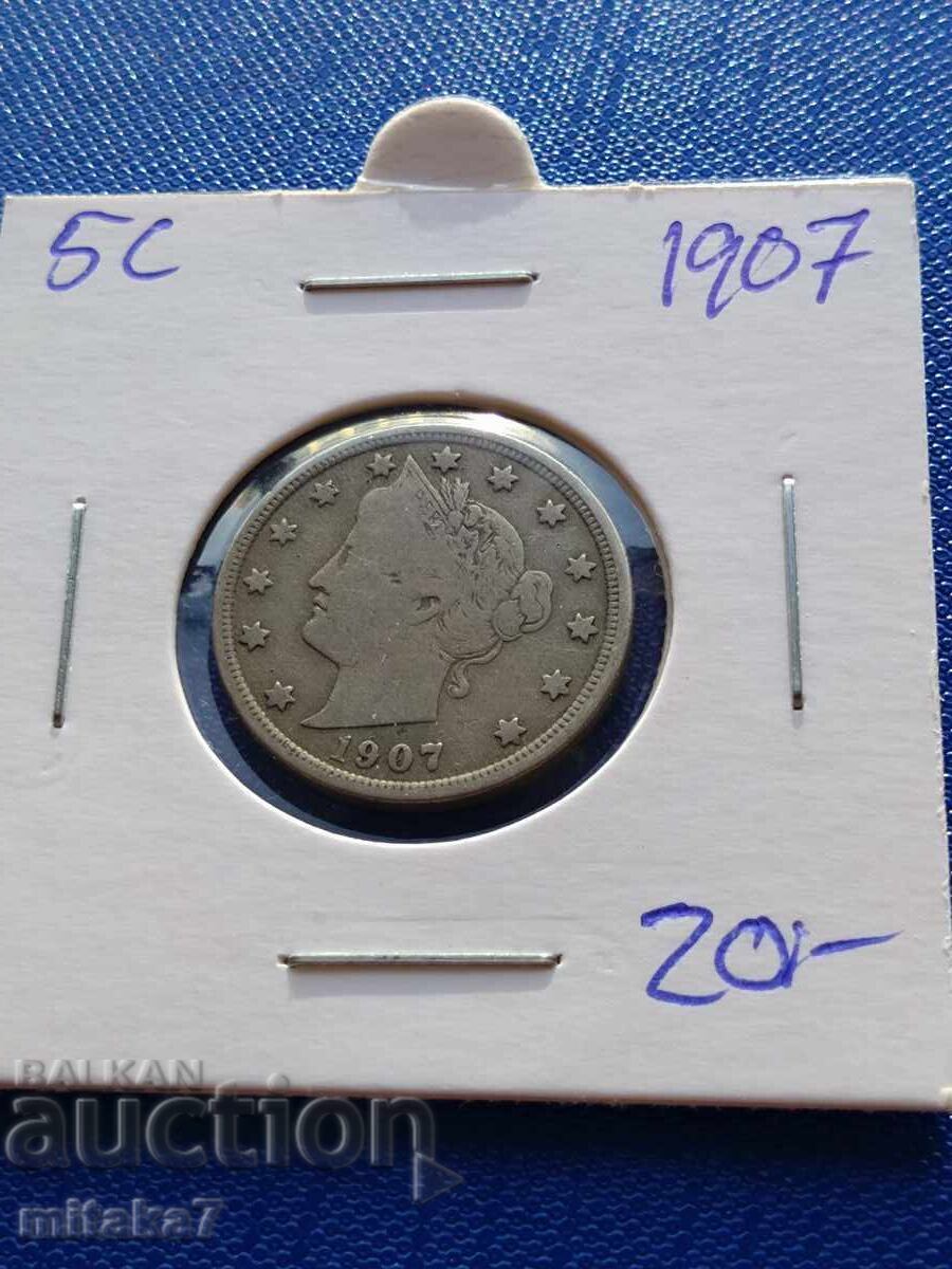 5 цента 1907 година, САЩ 5 цента 1907 година, САЩ