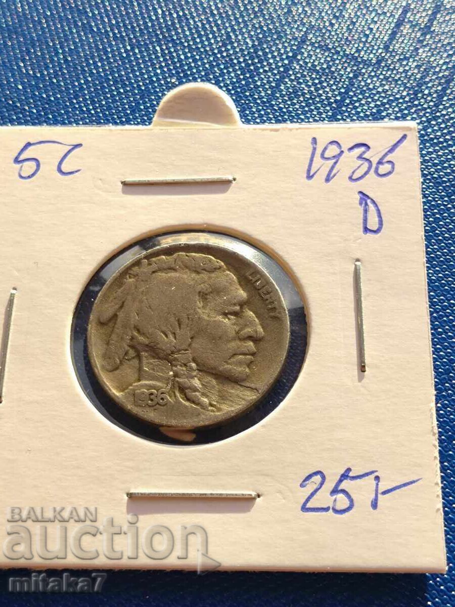 5 цента 1936 година, САЩ 5 цента 1936 година, САЩ