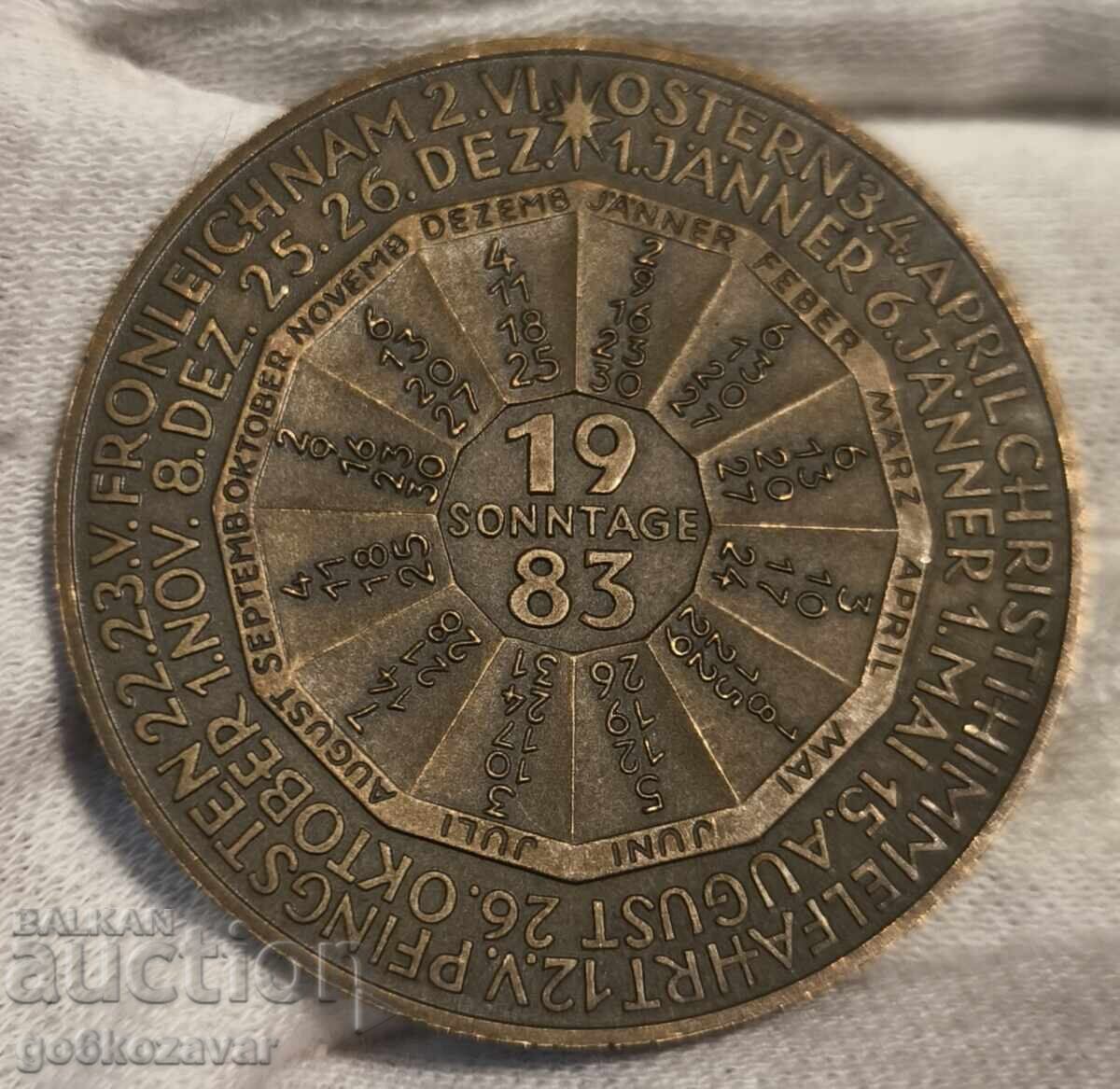 Medalie cu calendar Austria Anul Conducător Venus 1983 Bronz