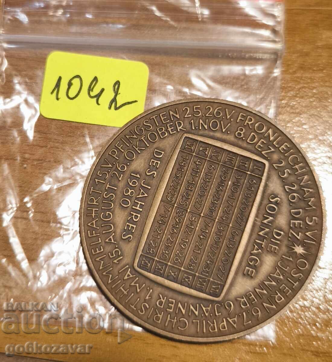 Licitație Medalie calendaristică, Bronz, Anul conducătorului Jupiter 1980,g Licitație Medalie calendaristică, Bronz, Anul conducătorului Jupiter 1980,g