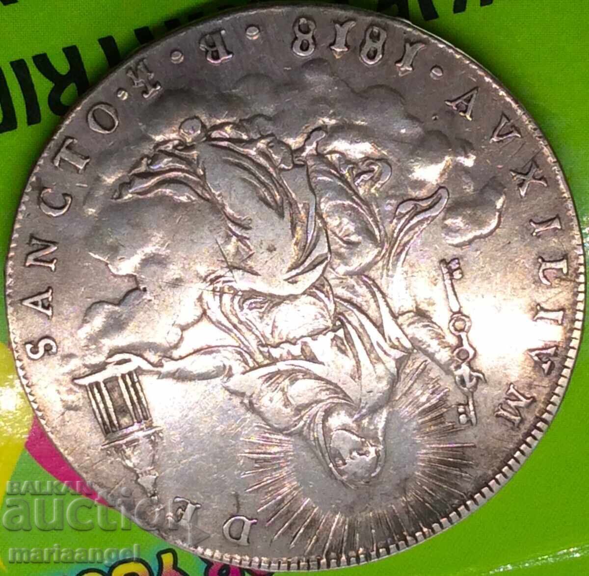 Licitație Scut 1818 Pontiful Vatican Pius VII Patină de argint