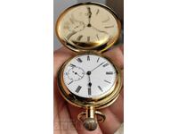 НАД 100-ГОДИШЕН ПОЗЛАТЕН МАРКИРАН МЪЖКИ ДЖОБЕН ЧАСОВНИК
