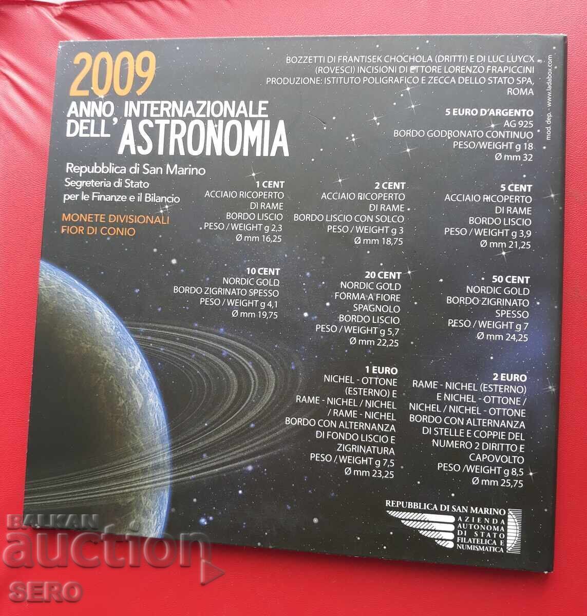 San Marino SET 2009 of 9 coins - 5 euro silver - 5 San Marino SET 2009 of 9 coins - 5 euro silver - 5