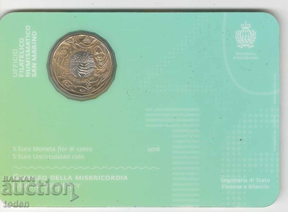 Аукцион San Marino-5 Euros-2016 R-KM# 549-Jubilee Year of Mercy
