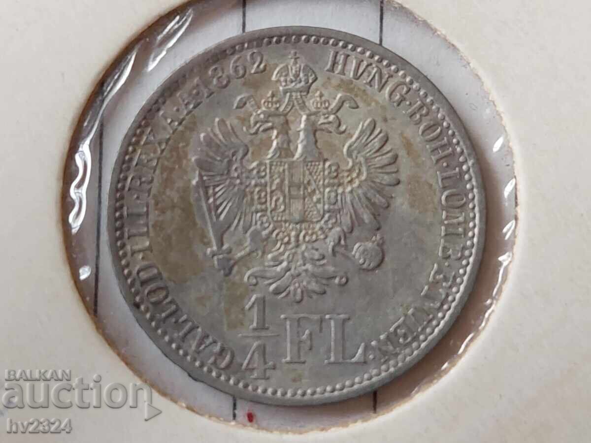 Austria 1/4 florin 1862 V Franz Joseph