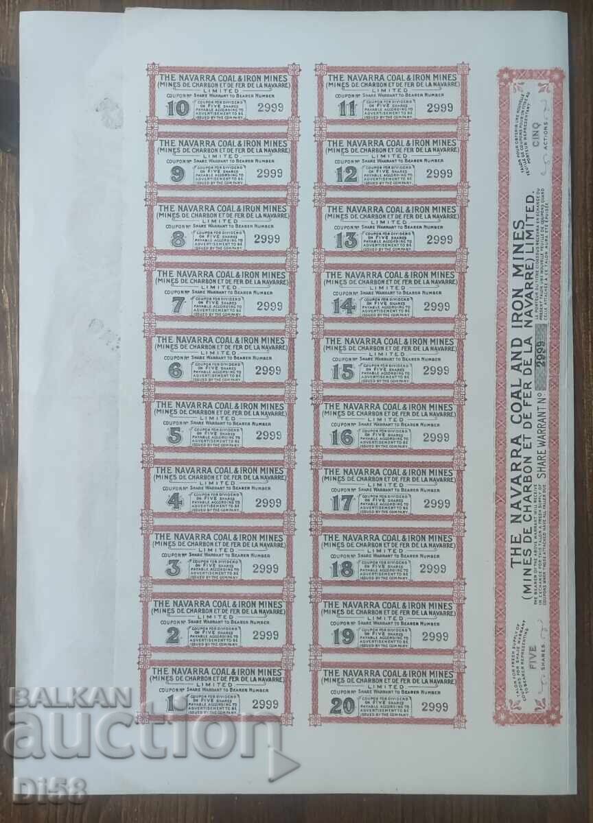 Προσφορά Ισπανία Ναβάρα Εξόρυξη Άνθρακα και Σιδηρομεταλλεύματος 1905 με τιμή € 12.78 | 25.00 BGN