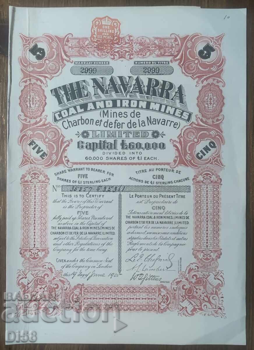 Προσφορά Ισπανία Ναβάρα Εξόρυξη Άνθρακα και Σιδηρομεταλλεύματος 1905