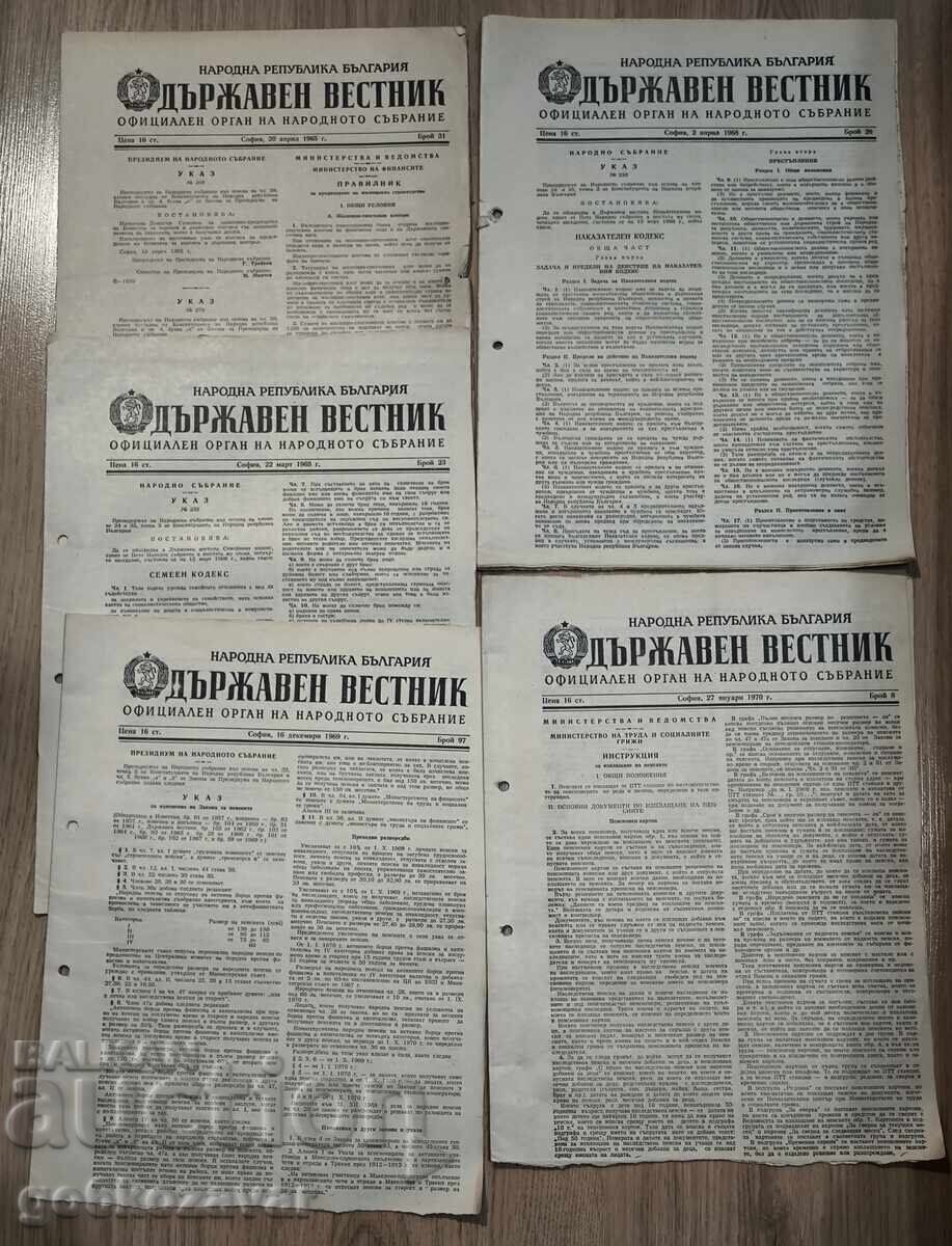 State Gazette, various periods 1965-1970