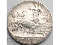1 lira 1910 Italy silver Patina