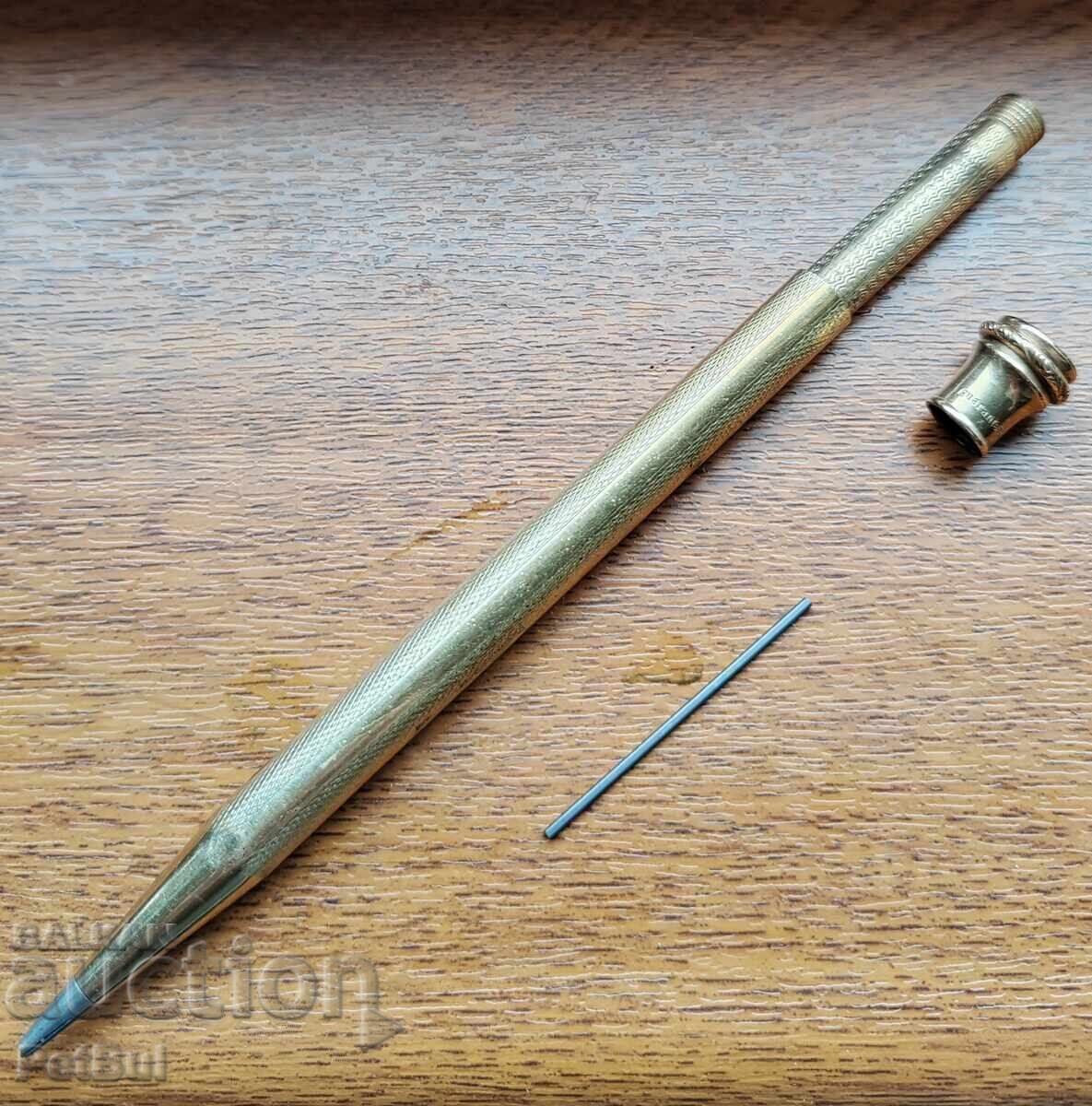 Аукцион 19в Стар Позлатен Механичен Молив 14k Gold Plated