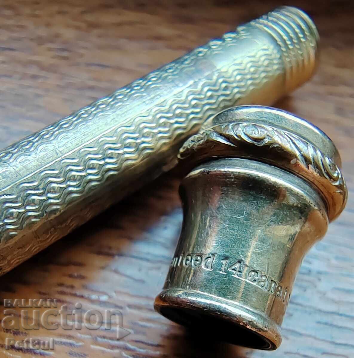 19th Century Gold-Plated Mechanical Pencil Rolled Gold Pencil 14k Guaranteed