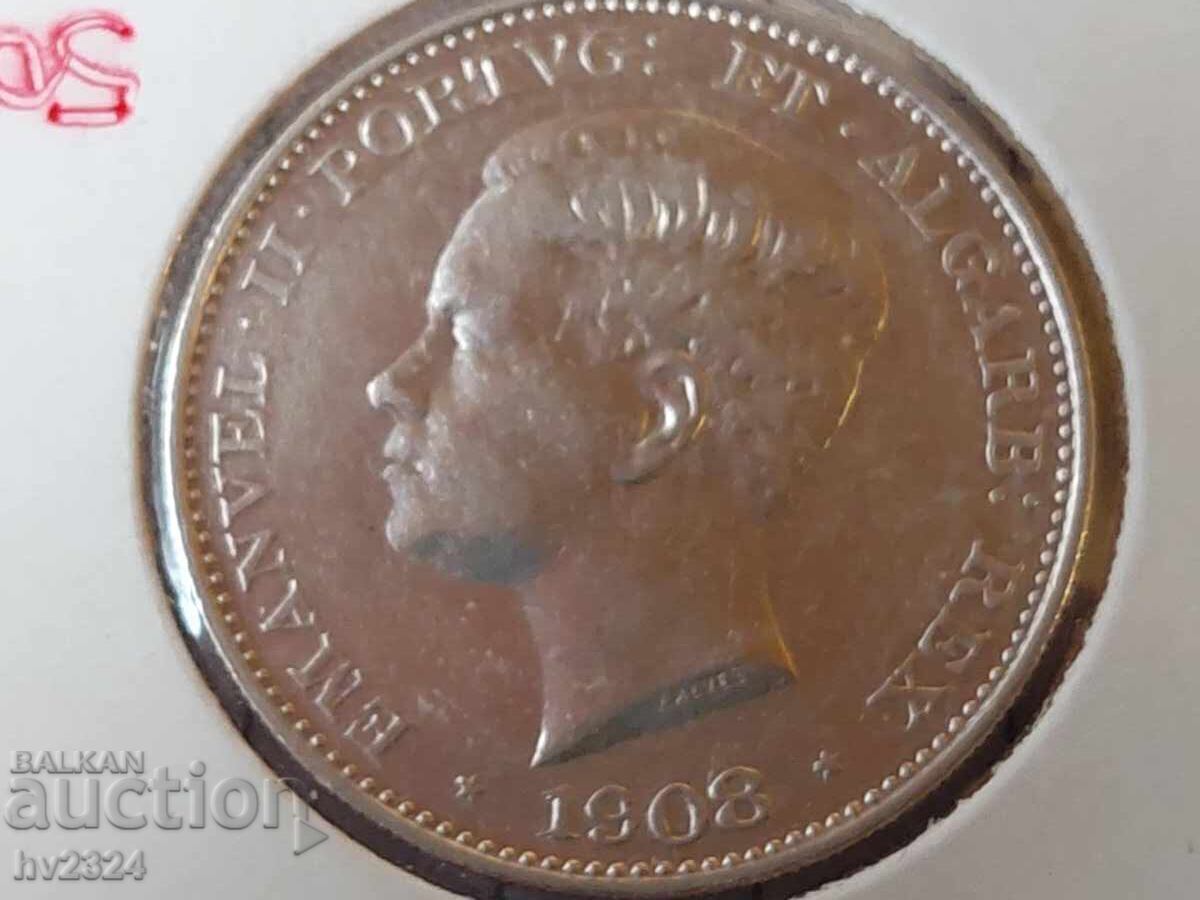 Portugalia 500 réis, 1908 cu preț € 50.00 | 97.79 BGN