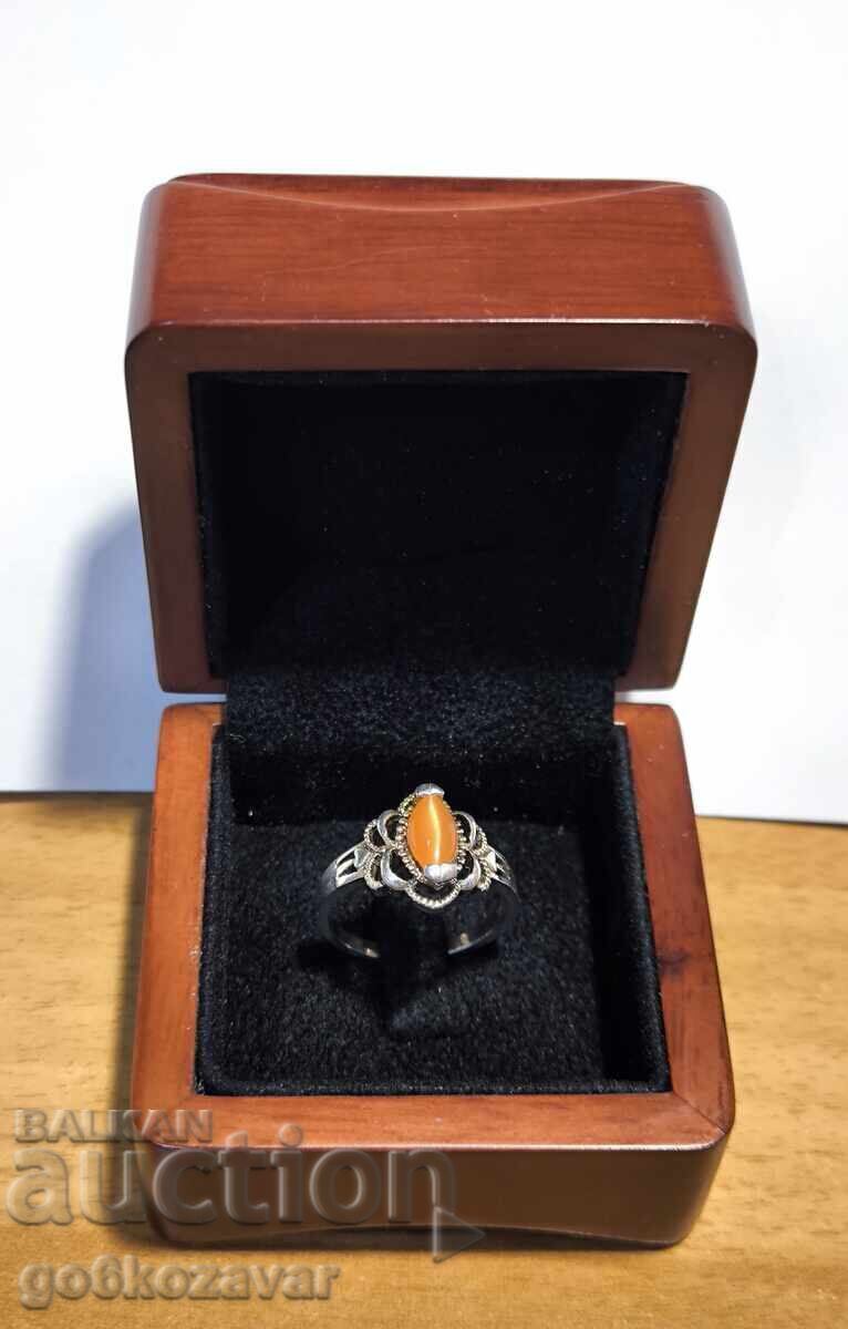 Inel elegant din argint cu piatră naturală portocalie! cu preț € 74.90 | 146.49 BGN